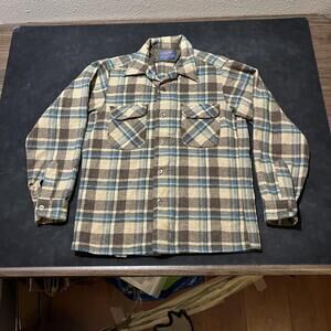 Vintage Pendleton 60s Board Shirt Men Loop Collar Flap Pocket Wool Flannel USA